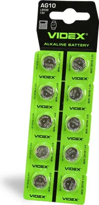 Obrázek produktu pro VIDEX AG10/LR1130 alkalické baterie v blistru 10 kusů.