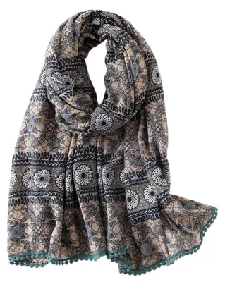 Produktbild von Schal Damen Oversize Deckenschal mit Fransen 180x90 cm Polyester bunt
