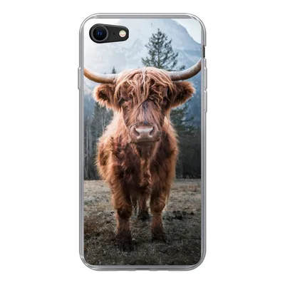 Produktbild von MuchoWow® Handyhülle Schutzhülle Hülle für iPhone SE 2022 Schottischer Highlander - Berg - Tier Silikon Softcase Handy Hülle - Schutzhülle