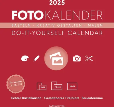 Produktbild von Foto-Bastelkalender rot 2025 - Do it yourself calendar 21x22