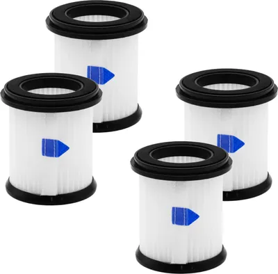 Four vacuum cleaner filters are arranged in a grid on a white background.
