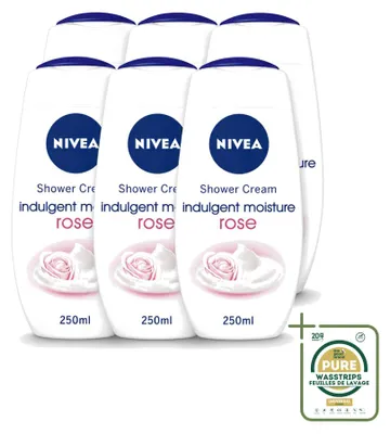 Image de 6 x Crème douche hydratante NIVEA Rose - 250 ml - Pack économique - 6 pièces