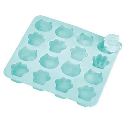 Produktbild von moses. Ed, the Cat Eiswürfelform, Eiswürfel in Pfoten & Katzenform, spülmaschinengeeignete Silikonform für lustige Eiswürfel, 27505, Blau