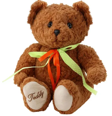 Zdjęcie produktu dla Pluszowa Maskotka Przytulanka Miś Zielono-Czerwona Kokarda Brązowy 30cm