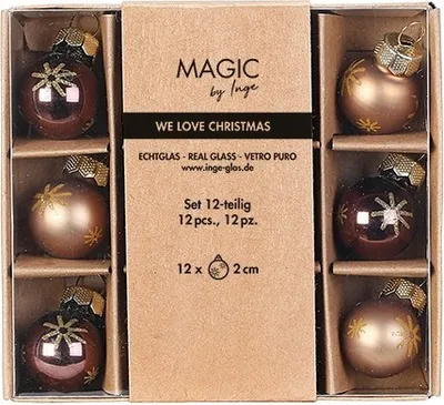 Produktbild von Weihnachtskugeln Glas 2cm Schneeflocken Motiv 12er Set Elegant Lounge