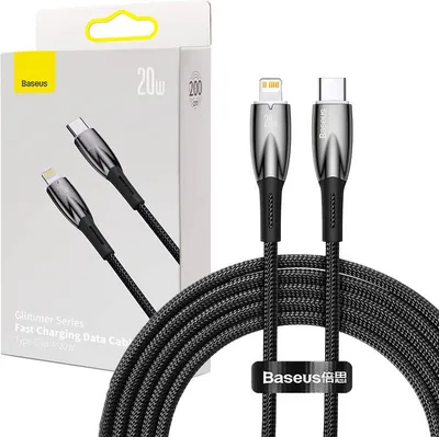 Produktbild von Baseus Glimmer, 2 m, Lightning, USB C, Männlich, Männlich, Schwarz