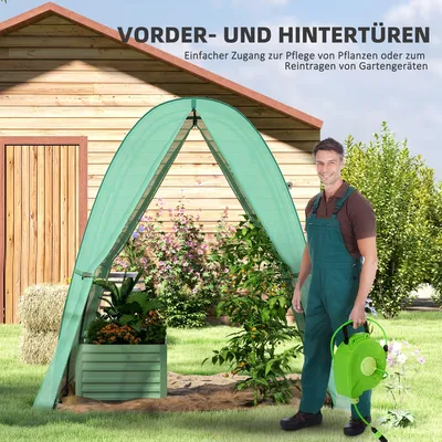 Produktbild von Kweekkas 180x180x200 cm - Transparente Folientunnel mit aufrollbarer Tür und Fenstern, ideal für Tomaten