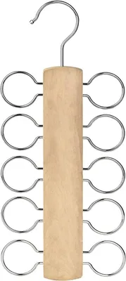 Zdjęcie produktu dla Wieszak na szale, Organizer na szale, krawaty i paski, Drewniany i metalowy wieszak, 13x30 cm