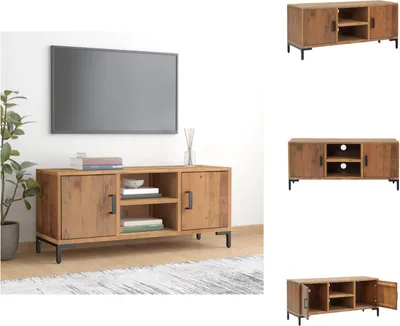 Zdjęcie produktu dla vidaXL Szafka pod TV brązowa 110x35x48 cm lite drewno sosnowe - Meble TV