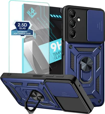 Produktbild von Armor Handyhülle für Samsung Galaxy A25 5G mit 9H Displayglas Displayschutz Kameraschutz Handy Panzer Case Cover Schutzhülle Outdoor Farbe: Blau
