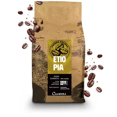 Zdjęcie produktu dla Kawa ziarnista Caveres ETIOPIA 100% Arabica 1 kg ŚWIEŻO PALONA rzemieślnicza palarnia kawy premium