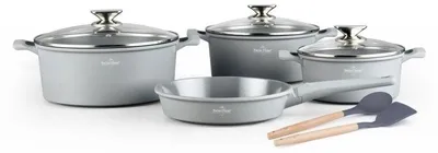 Image de Batterie de Cuisine 9 Pièces Gris tous feux dont induction Lake Geneva Collection Swiss Haus SH-LG4009S