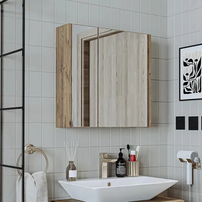 Produktbild von Roomart ATLANTIC-65 Badmöbel Spiegelschrank 60 cm breit, Eiche