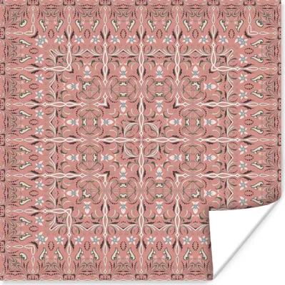 Produktbild von MuchoWow® Poster Muster - Teppiche - Rosa 50x50 cm - Wohnzimmerdekoration