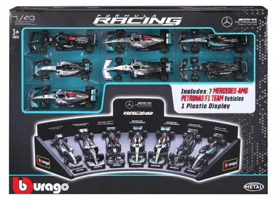 Productafbeelding van F1 Mercedes AMG Deluxe cadeau set met displaystandaard, 1:43 schaal, raceauto speelgoed
