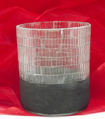 Produktbild von Windlicht aus Glas mit Craquelé-Optik, Höhe ca. 9 cm, Durchmesser ca. 8 cm