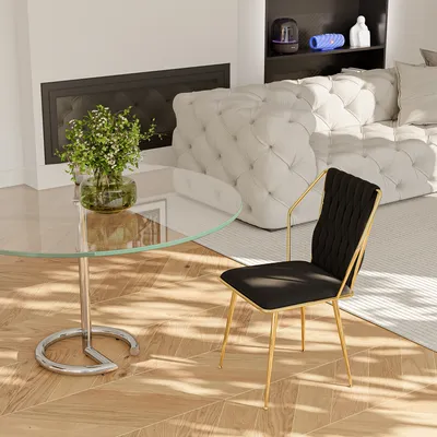 Produktbild von ProximaX Esszimmerstühle 4er-Set, Polsterstuhl mit Rückenlehne, bis 120 kg belastbar, Sitzfläche aus Samt, Metallbeine,Schwarz
