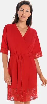 Immagine prodotto di Vestaglia Teyli in viscosa con pizzo Gloria Donna 2901 rosso XXL