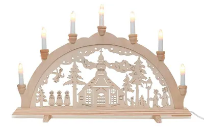 Lichtbogen Holz 7 Flammen 58x4x38 cm Zeep-Motiv