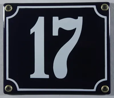 Produktbild von Hausnummernschild Emaille 17 blau - weiß 12x14 cm  Schild Emaile Hausnummer Haus Num