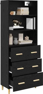 Immagine prodotto di vidaXL Credenza alta nero effetto rovere 69,5 x 32,5 x 180 cm