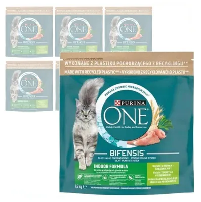 Produktbild von Purina One Bifensis Indoor Formula Trockenfutter für Katzen mit Truthahn, 6 x 1,5 kg