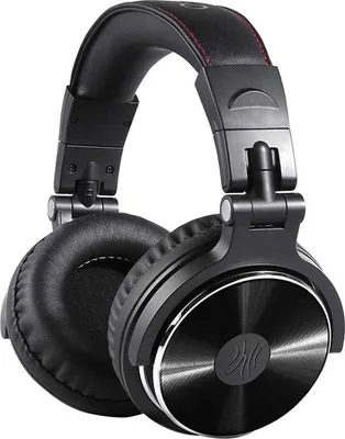 A studio headphone is shown against a white background.