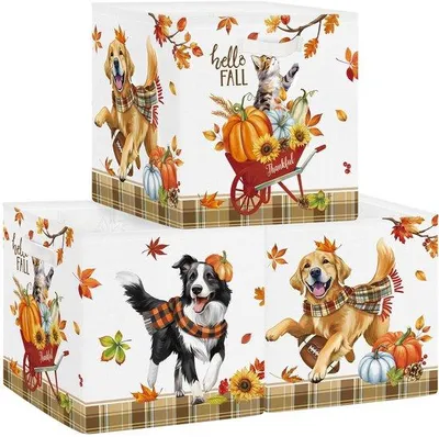 Immagine prodotto di Ibenzoa® Set di 3 contenitori pieghevoli colorati, dimensioni 30 x 30 x 30 cm – Ideali per organizzare la cameretta e l'armadio