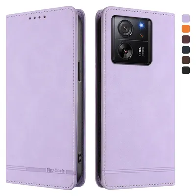 Produktbild von Hülle für Xiaomi 13T /Xiaomi 13T Pro, Retro Kunstleder Ständer Klapphülle mit Kartenfächer und Magnetische Violett