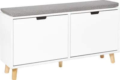 Zdjęcie produktu dla BELIANI Szafka na buty biała MDF dwie przegrody minimalistyczna w stylu skandynawskim design do przedpokoju