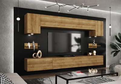 Wohnwand TV 274 cm Eiche Gold