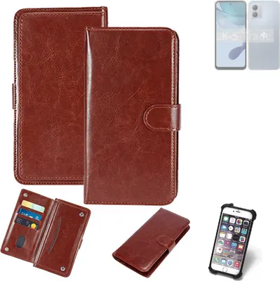 Produktbild von K-S-Trade 360° Hülle kompatibel mit Motorola Moto G53y 5G braun Kunstleder Case BookCase WalletCase Kunstlederederhülle Handyhülle, Rundumschutz