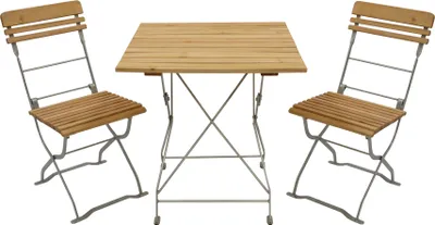 Produktbild von DEGAMO Bistroset Gartenset Biergartengarnitur MÜNCHEN 3-teilig, Flachstahl verzinkt + Holz Robinie, klappbar