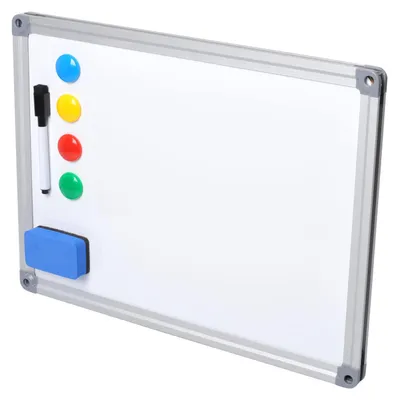 Produktbild von 1x Whiteboard Magnettafel Memoboard 40 x 30cm inkl. 4 Magnete weiß mit Alurahmen
