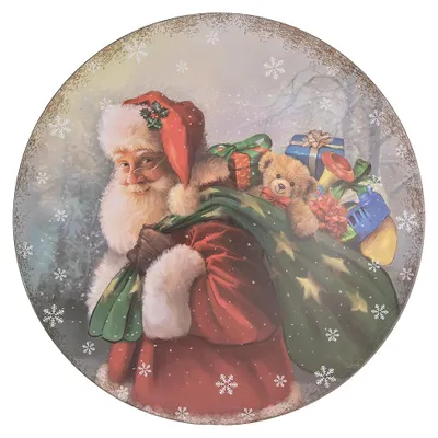 Produktbild von Clayre & Eef Unterteller Ø 40 cm Rot Grün Kunststoff Weihnachtsmann