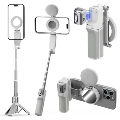 Obrázek produktu pro Solidchoice – Magnetický, multifunkční stativ na selfie tyč, 4 v 1, bílá barva