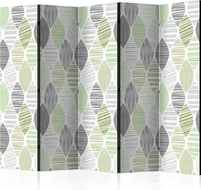 Produktbild von 5-teiliger Doppelseitiger Vlies Paravent - Green Tears II 225x172 cm Muster f-C-0281-z-c