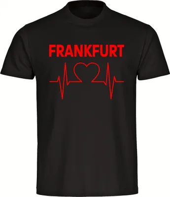Produktbild von multifanshop Kinder T-Shirt - Frankfurt - Herzschlag, schwarz, Größe 140