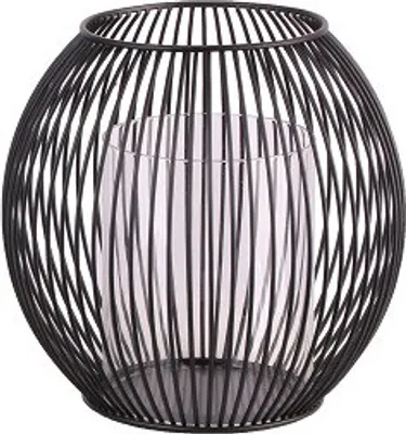 Produktbild von TrendLine Deko Eisen-Glas Windlicht rund Ø 18,5 x 17 cm schwarz