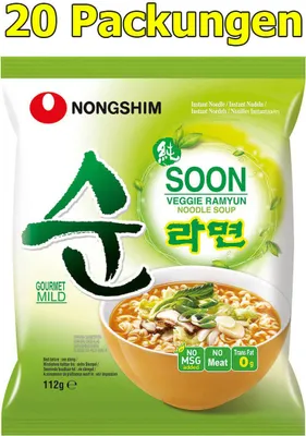 Produktbild von Nongshim Veggie Ramyun 20er Pack (20 x 112g) Instantnudeln Nudelgericht