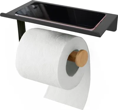 Produktbild von TADAR 4981 schwarzer Toilettenpapierhalter mit Ablage