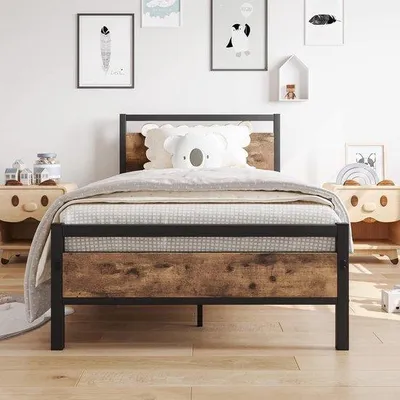 Produktbild von Famanu Metallbett 90 x 200 cm - Schwarz, modernes Design mit Lattenrost