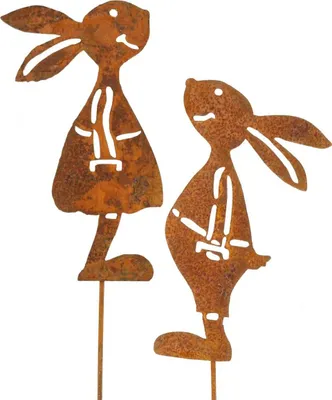 Produktbild von Rost Hasen Gartendeko Ostern Metallstecker 8x16cm 2er Set, 2 Stück