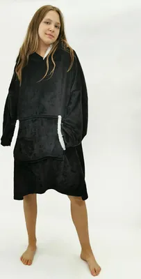Zdjęcie produktu dla Ciepła, oversize'owa bluza z kapturem - czarna