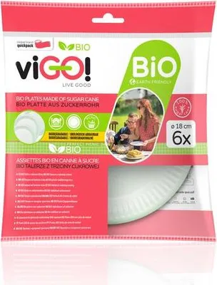 Obrázek produktu pro Vigo!Talíř Z Cukrové Třtiny  18Cm 6 Ks
