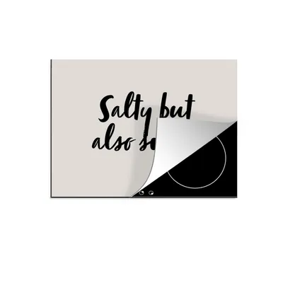 Produktbild von KitchenYeah© Herdabdeckplatte Zitate - Humor - Sprichwörter - Salzig aber auch süß - Kochen , 70x52cm, Küche Deko, Glaskeramikkochfeld Herdabdeckung, Abdeckplatte fùr Kochfeld