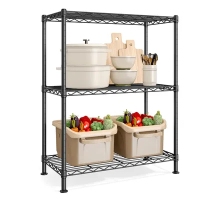 Produktbild von SONGMICS Standregal Metall, verstellbare Ablagen, Aufbewahrungsregal 3 Ebenen für Garage, 30 x 60 x 77 cm, schwarz