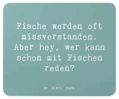Produktbild von Mr. & Mrs. Panda Mauspad Spruch Fische Geheimnisse - Meeresbrise - Geschenk, Mouse Pad, lustige Sprüche, pc mousepad, Geschenke Sternzeichen, Horoskop, Eigenschaften