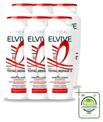 Obrázok produktu pre 6 kusov šampónu L'Oréal Paris Elvive Total Repair 5, objem 250 ml – veľké balenie