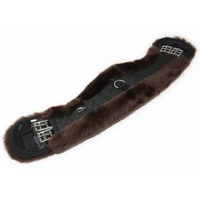 Produktbild von Engel Reitsport Lammfell Sattelgurt Mondgurt Gurt schwarz/Fell mocca 34" (85cm)